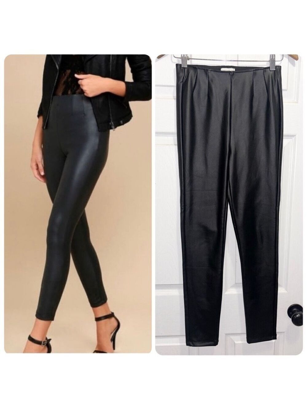 Gentle Fawn Donovan High Waist Black Faux Leather Vegan Legging Pants Size Small